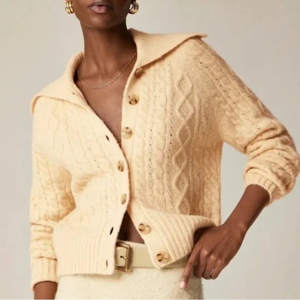 J. Crew Women's Collared Cable Knit Cardigan CC004 - Picture 7 of 7